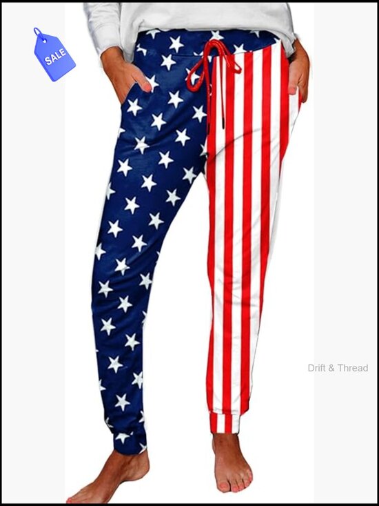 Other - Patriotic Pajama Pants with Pockets High Waisted Joggers